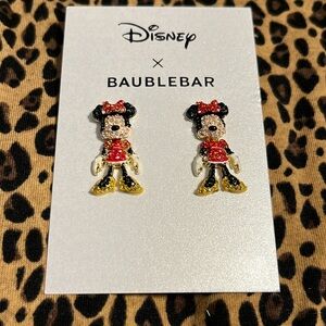 Disney X Baublebar Minnie Mouse Rhinestone 3D Earrings New
